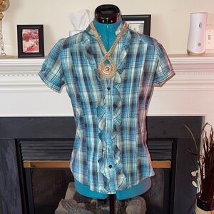 Tramp | Frilly Ruffled Short Sleeve Flannel Shirt​